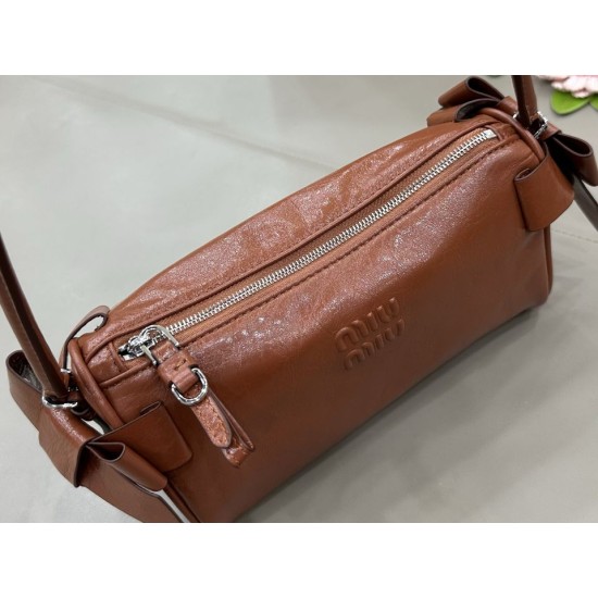 Replica AAA Borsa a tracolla Hobo Miu Miu Ribbon 5NE029 Marrone Copia Perfetta Borsa a tracolla Hobo Miu Miu Ribbon 5NE029 Marrone Imitazione Falsa