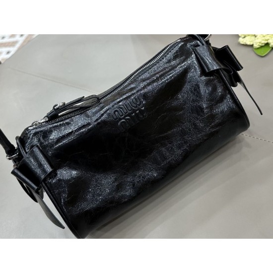 Replica AAA Borsa a tracolla Hobo Miu Miu Ribbon 5NE029 Nero Copia Perfetta Borsa a tracolla Hobo Miu Miu Ribbon 5NE029 Nero Imitazione Falsa