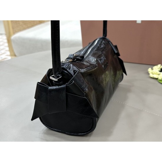 Replica AAA Borsa a tracolla Hobo Miu Miu Ribbon 5NE029 Nero Copia Perfetta Borsa a tracolla Hobo Miu Miu Ribbon 5NE029 Nero Imitazione Falsa