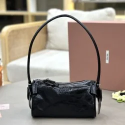 Copia Perfetta Borsa a tracolla Hobo Miu Miu Ribbon 5NE029 Nero Imitazione Falsa