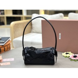 Copia Perfetta Borsa a tracolla Hobo Miu Miu Ribbon 5NE029 Nero Imitazione Falsa