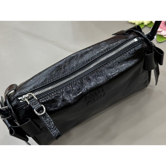 Replica AAA Borsa a tracolla Hobo Miu Miu Ribbon 5NE029 Nero Copia Perfetta Borsa a tracolla Hobo Miu Miu Ribbon 5NE029 Nero Imitazione Falsa