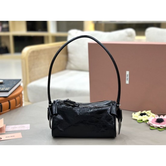 Replica AAA Borsa a tracolla Hobo Miu Miu Ribbon 5NE029 Nero Copia Perfetta Borsa a tracolla Hobo Miu Miu Ribbon 5NE029 Nero Imitazione Falsa