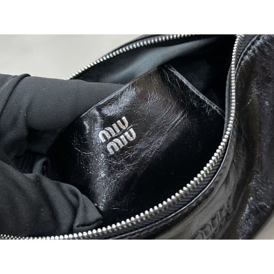 Replica AAA Borsa a tracolla Hobo Miu Miu Ribbon 5NE029 Nero Copia Perfetta Borsa a tracolla Hobo Miu Miu Ribbon 5NE029 Nero Imitazione Falsa