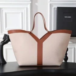 Copia Perfetta Borsa tote YSL Saint Laurent Y marrone Imitazione Falsa