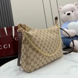 Copia Perfetta Borsa a tracolla piccola Gucci A006OA Lady Lunetta GG Marrone Imitazione Falsa