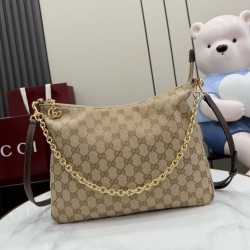 Copia Perfetta Borsa a tracolla piccola Gucci A006OA Lady Lunetta GG Marrone Imitazione Falsa
