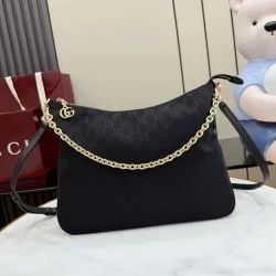 Copia Perfetta Borsa a tracolla piccola Gucci A006OA Lady Lunetta GG Nero Imitazione Falsa
