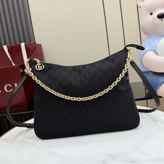 Replica AAA Borsa a tracolla piccola Gucci A006OA Lady Lunetta GG Nero Copia Perfetta Borsa a tracolla piccola Gucci A006OA Lady Lunetta GG Nero Imitazione Falsa