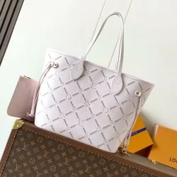Copia Perfetta Borsa tote LV Neverfull MM beige Imitazione Falsa