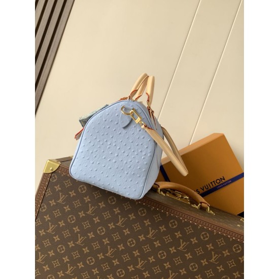 Replica AAA Borsa Louis Vuitton Speedy Soft 30 M89688 struzzo blu Copia Perfetta Borsa Louis Vuitton Speedy Soft 30 M89688 struzzo blu Imitazione Falsa