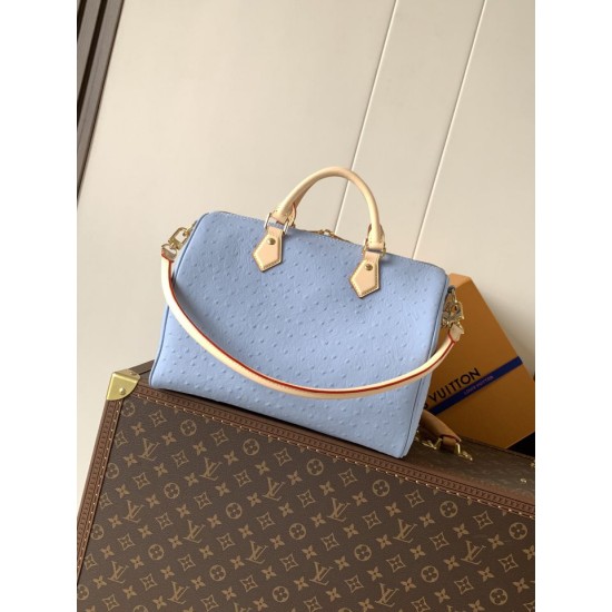 Replica AAA Borsa Louis Vuitton Speedy Soft 30 M89688 struzzo blu Copia Perfetta Borsa Louis Vuitton Speedy Soft 30 M89688 struzzo blu Imitazione Falsa