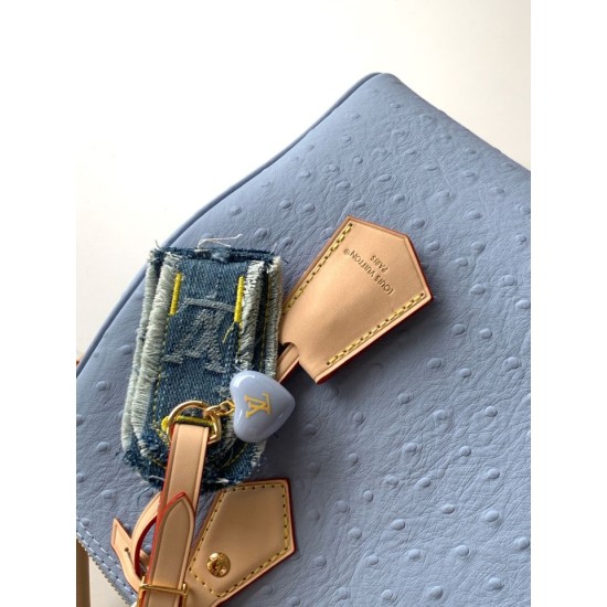 Replica AAA Borsa Louis Vuitton Speedy Soft 30 M89688 struzzo blu Copia Perfetta Borsa Louis Vuitton Speedy Soft 30 M89688 struzzo blu Imitazione Falsa