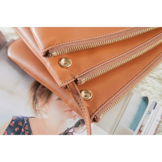 Replica Borse Celine Piccolo Trio Crossbody In Brown in pelle di vitello