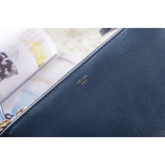 Replica Borse Celine Piccolo Trio Crossbody In Royalblue in pelle di vitello