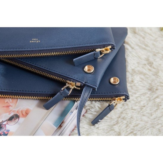 Replica Borse Celine Piccolo Trio Crossbody In Royalblue in pelle di vitello
