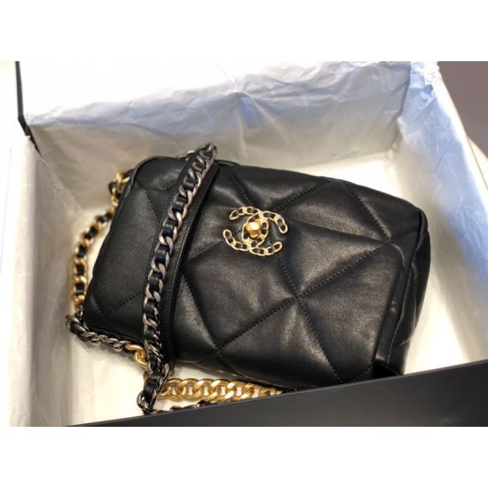 Replica Borsa Large 19 in lana tweed con patta AS1162 AS1160 Nero