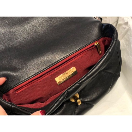 Replica Borsa Large 19 in lana tweed con patta AS1162 AS1160 Nero