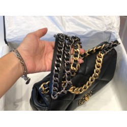 Replica Borsa Large 19 in lana tweed con patta AS1162 AS1160 Nero Replica Borsa Large 19 in lana tweed con patta AS1162 AS1160 Nero