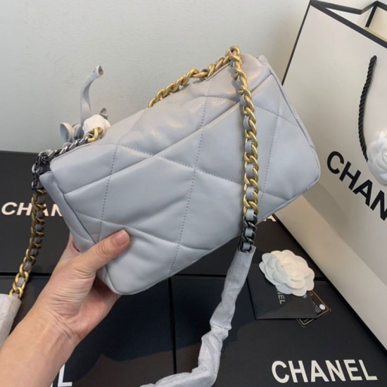 Replica Borsa Large 19 in lana tweed con patta AS1162 AS1160 Azzurro