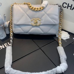Replica Borsa Large 19 in lana tweed con patta AS1162 AS1160 Azzurro