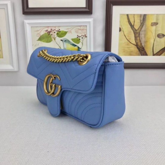 Replica Borse GG Marmont Matelassé Mini 446744 Blu Replica Borse GG Marmont Matelassé Mini 446744 Blu