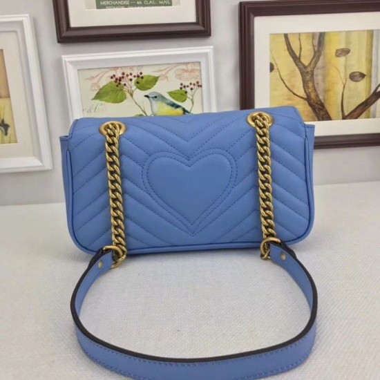 Replica Borse GG Marmont Matelassé Mini 446744 Blu Replica Borse GG Marmont Matelassé Mini 446744 Blu