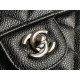 Replica Medium Classica Caviar Flap Borse A1112 Nero Argento / Hardware d'oro