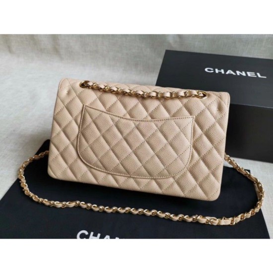Replica Medium Classic Caviar Flap Borse A1112 Albicocca Argento / Hardware d'oro
