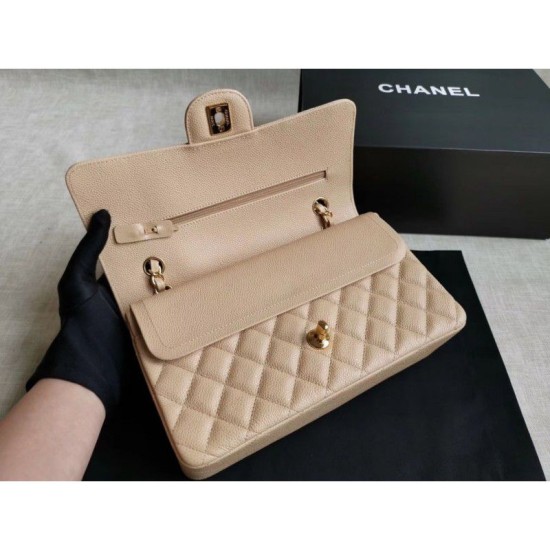 Replica Medium Classic Caviar Flap Borse A1112 Albicocca Argento / Hardware d'oro