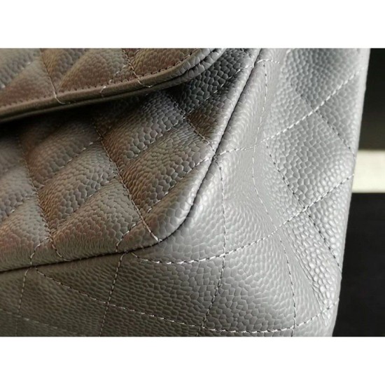 Replica Medium Classic Caviar Flap Borse A1112 Grigio Argento / Hardware d'oro