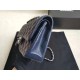 Replica Medium Classica Caviar Flap Borse A1112 Blu Argento / Hardware d'oro
