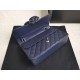 Replica Medium Classica Caviar Flap Borse A1112 Blu Argento / Hardware d'oro