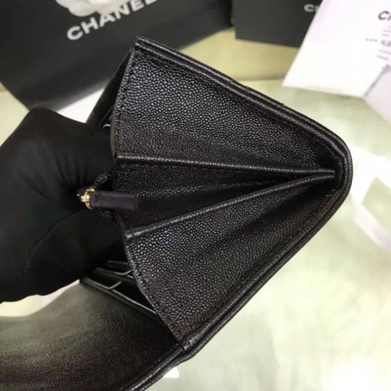 Replica Boy A80286 Caviar Lunga Portafoglio Nero