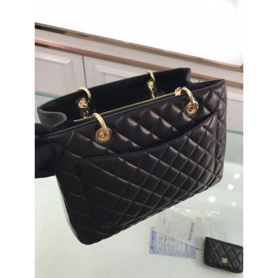 Replica GST Shopping Tote Borse pelle di agnello A50995 Nero