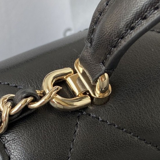 Replica Borsa piccola con patta con maniglia superiore AS2680 nera