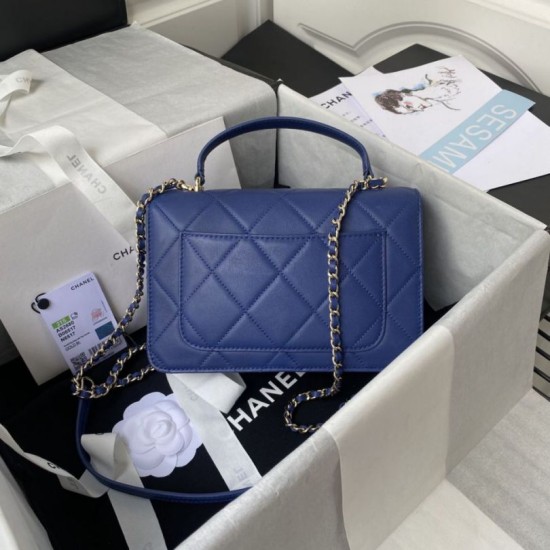 Replica Borsa piccola con patta con manico superiore AS2680 blu