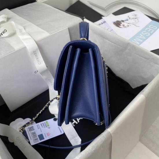 Replica Borsa piccola con patta con manico superiore AS2680 blu