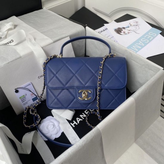 Replica Borsa piccola con patta con manico superiore AS2680 blu