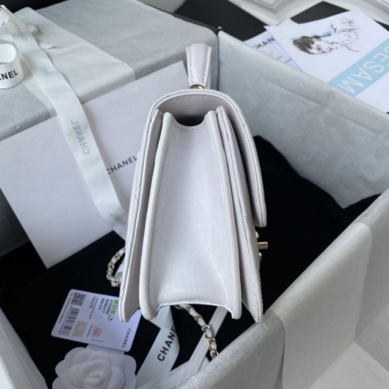 Replica Borsa piccola con patta con maniglia superiore AS2680 bianca