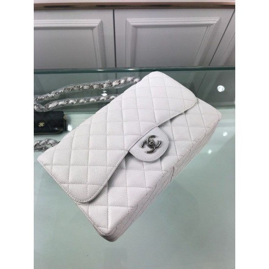 Replica Jumbo Classic Flap Borse pelle Caviar A1113 Bianca