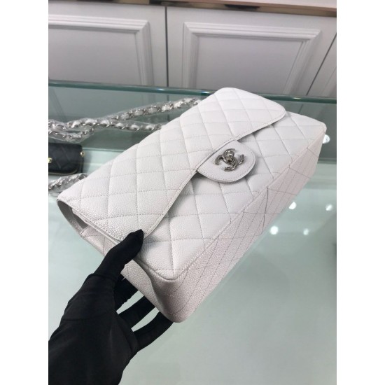Replica Jumbo Classic Flap Borse pelle Caviar A1113 Bianca