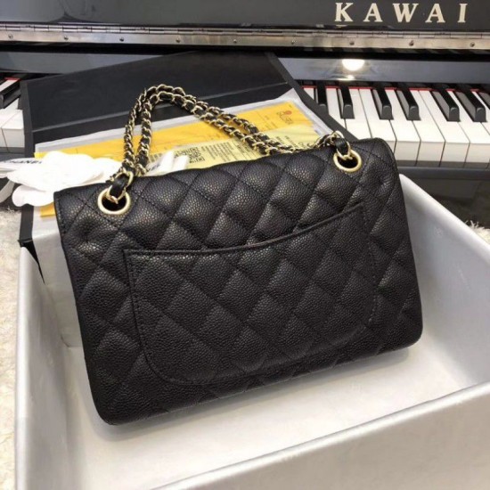Replica Borsa Classic Flap piccola A1117 in pelle caviale Nera