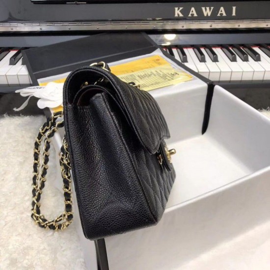 Replica Borsa Classic Flap piccola A1117 in pelle caviale Nera