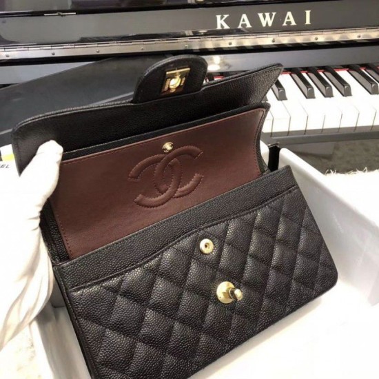 Replica Borsa Classic Flap piccola A1117 in pelle caviale Nera