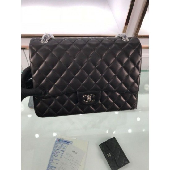 Replica Classic Maxi Flap Borsa Jumbo A58601 Pelle di agnello Nera