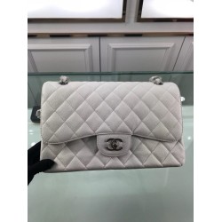 Replica Jumbo Classic Flap Borse pelle Caviar A1113 Bianca