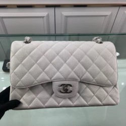 Replica Jumbo Classic Flap Borse pelle Caviar A1113 Bianca