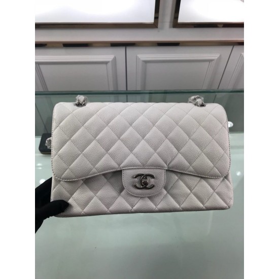 Replica Jumbo Classic Flap Borse pelle Caviar A1113 Bianca