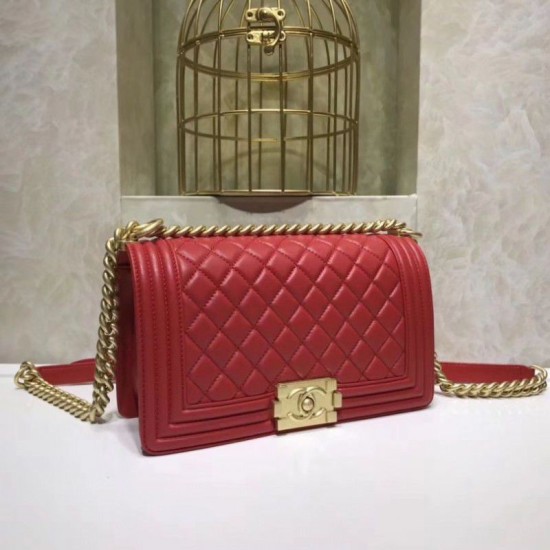 Replica Borse Medium Boy Flap A67086 Rosso Golden